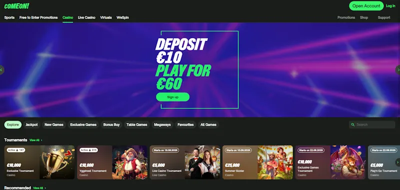 ComeOn Casino screenshot