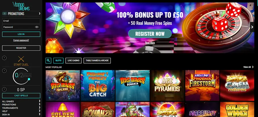 VoodooDreams Casino Screenshot