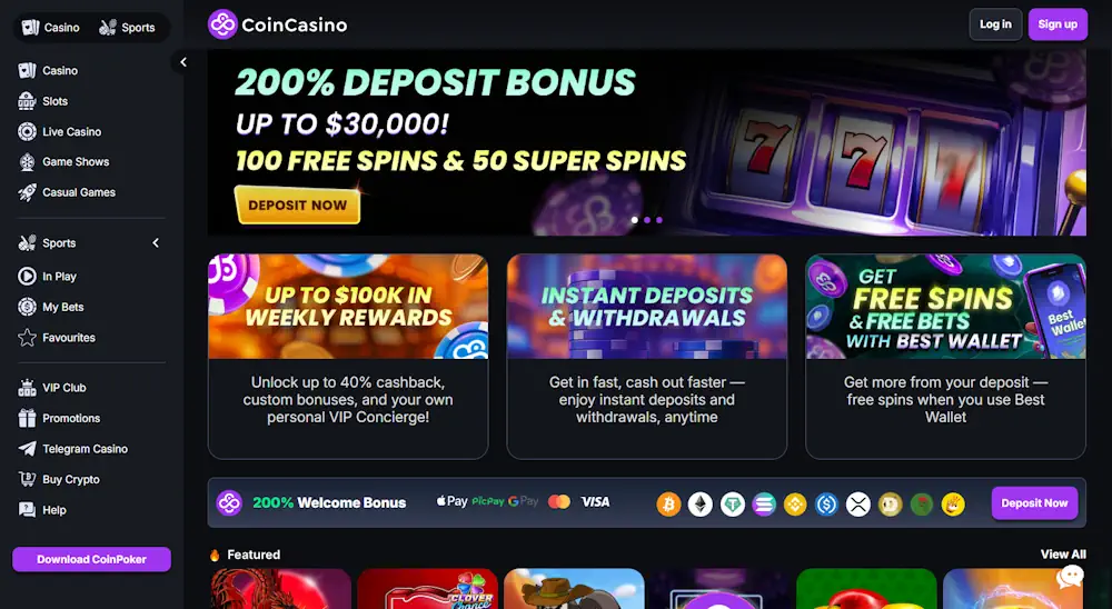 CoinCasino Casino Screenshot