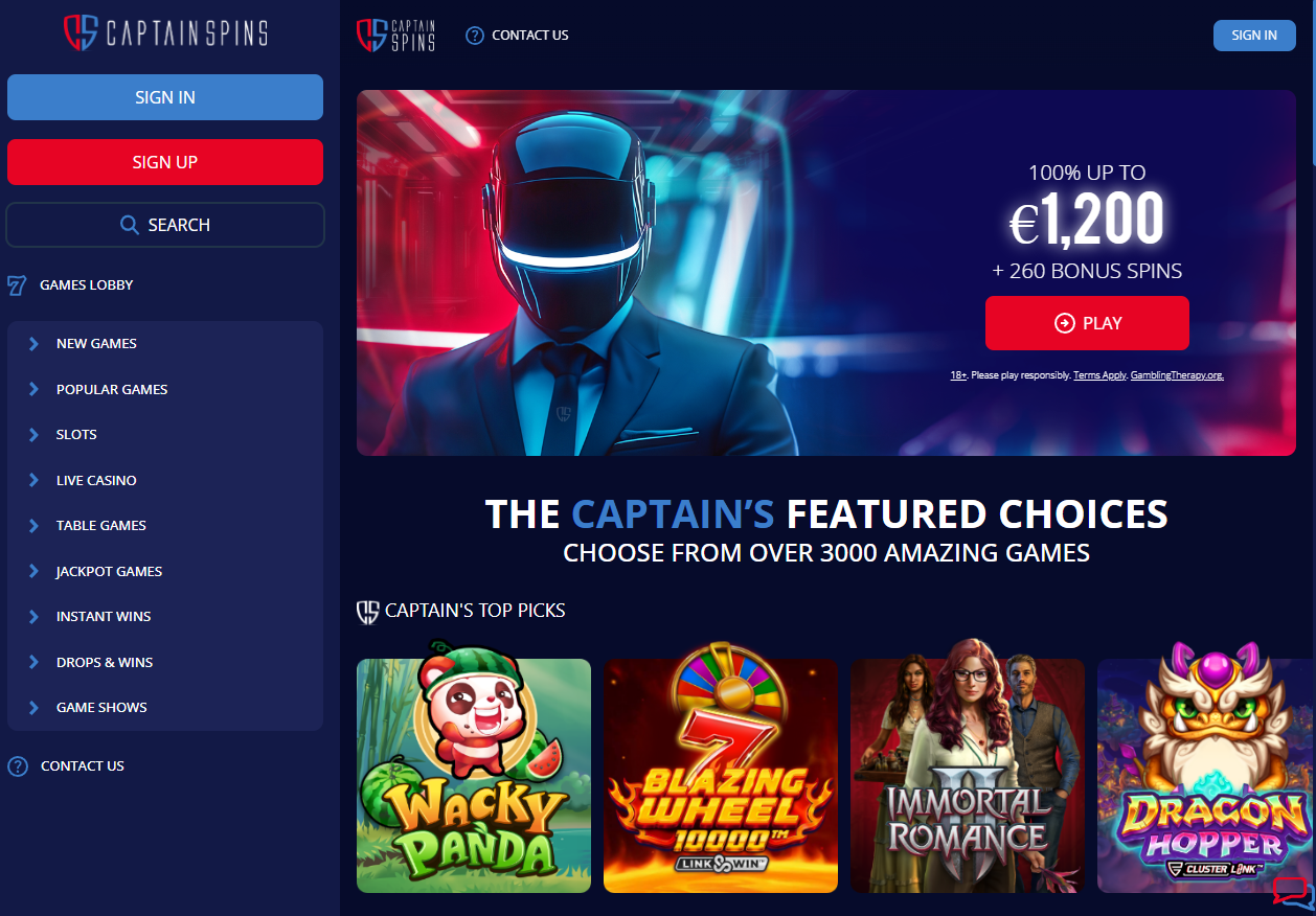 Captain Spins Casino bonus